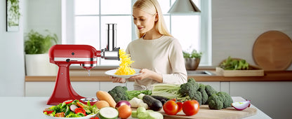 Dishwasher Safe Stainless Steel Slicer & Shredder Attachment for KitchenAid Stand Mixer – Vegetable & Salad Cutter