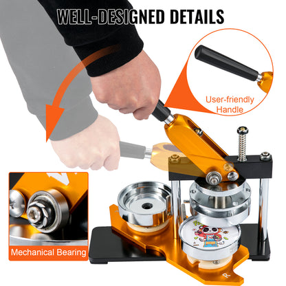 VEVOR 75mm Button Maker Machine – Badge Punch Press with 100pcs Button Parts, Circle Cutter & Instruction Book