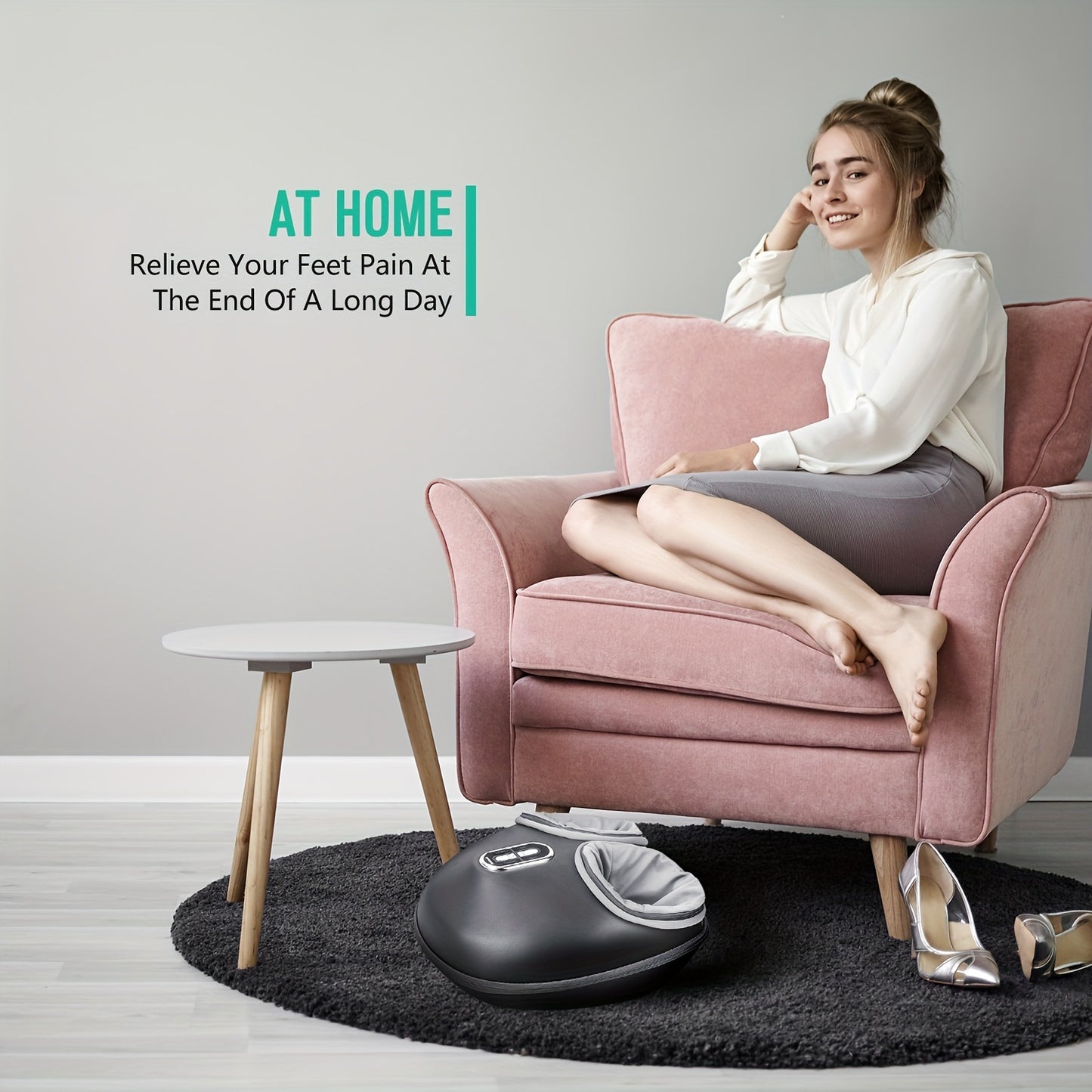 Shiatsu Foot Massager Machine – Deep Kneading, Heat & Air Compression for Foot Wellness (Gray)