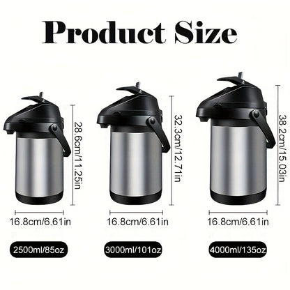 PANCERKA 2.5L Insulated Coffee Pot - Stainless Steel Thermal Beverage Dispenser with Lever Action - Hot & Cold Water, 85oz Large Capacity