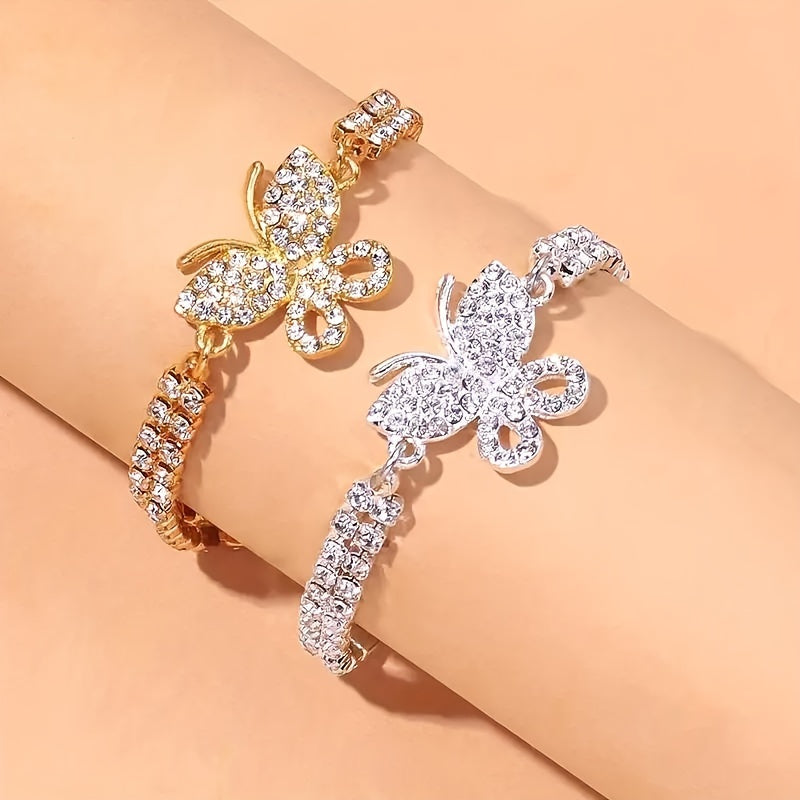 Sparkling Butterfly Tennis Anklets - Perfect Jewelry Footwear for Summer Beach Weddings & Parties
