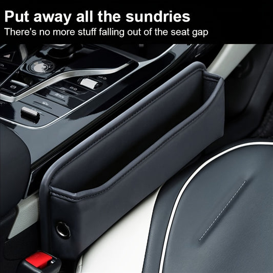 Universal Fit Premium PU Leather Car Seat Gap Organizer – Spacious Storage Box with Cup Holder & Console Side Pocket for Clutter-Free Vehicle Interior