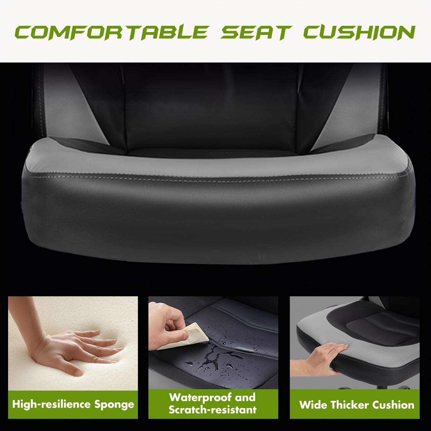 Ergonomic Gaming Chair – PU Leather Home Office Desk Chair with Lumbar Support, Height Adjustable, Big and Tall with Flip-Up Armrests and Swivel Wheels for Adults and Teens