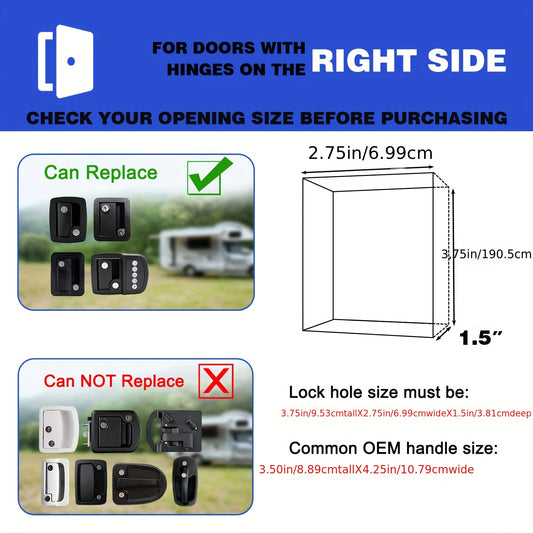 RISTOW 100% Metal RV Door Lock RL003-B – Fits 2.75" x 3.75" Latch, Keyless Entry with 2 Fobs – RV Lock Accessory