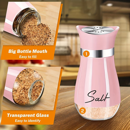 Salt and Pepper Shakers Set – 4 oz Glass Jars with Stainless Steel Lids, Refillable Spice Shakers for Kitchen, RV, BBQ, Farmhouse Decor, Christmas and Halloween Gifts