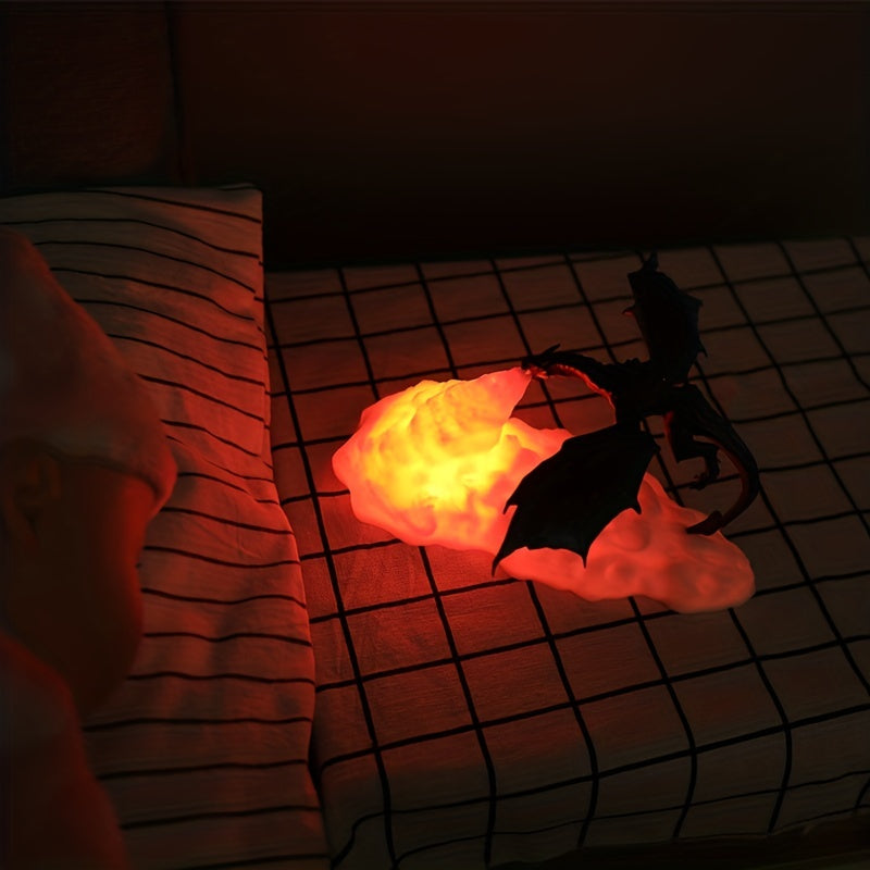 Fire Dragon 3D Printed Lamp – Volcano Dragon Night Light for Bedroom and Office, Mood Lighting and Moon Light Desktop Lamp