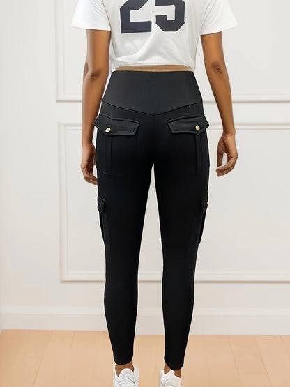 High-Waisted Butt Lifting Yoga Leggings - Women's Fall & Winter Activewear with Pockets, Moisture-Wicking, Four-Way Stretch, Breathable - Solid Color, Perfect for Fitness, Running, Outdoor Activities