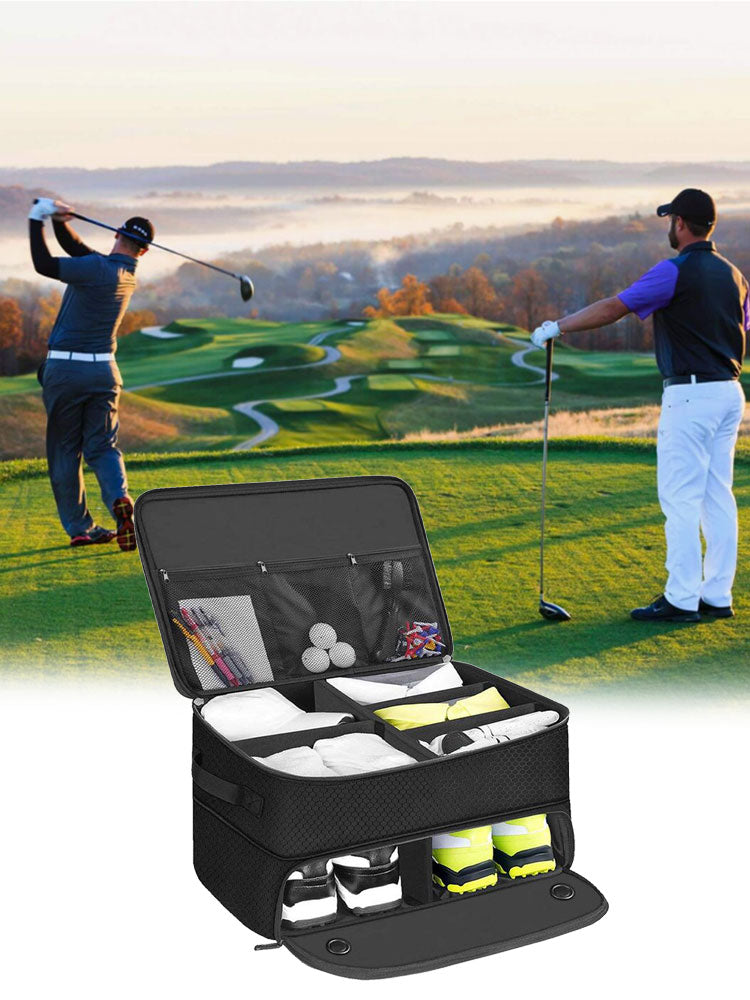 Golf Shoe Bag – Outdoor Foldable Storage for Golf Supplies, Oxford Cloth Holder Box for Ball & Towel, Portable Trunk Organizer