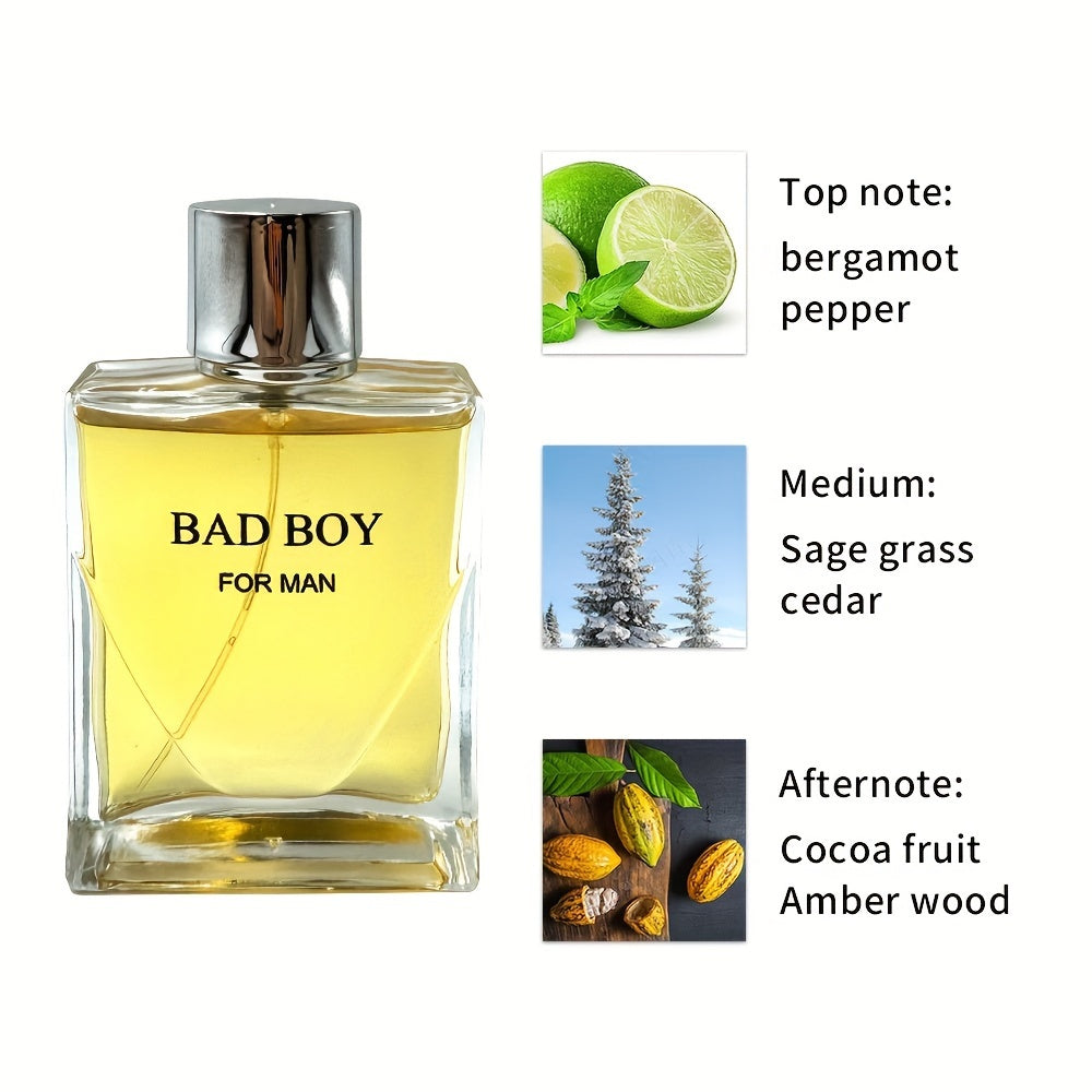 3.4oz Eau De Parfum for Men - Refreshing & Long-Lasting Fragrance with Spicy Woody Notes, Perfect for Dating, Daily Life, and a Gift for Him