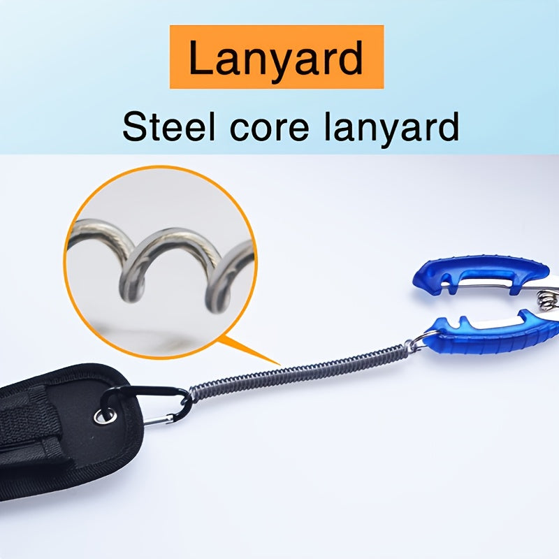 Rust-Proof Saltwater Fishing Pliers with Split Ring Hook Removers - Includes Quick-Access Lanyard and Secure Sheath, Essential Gear for Smooth Tackle Management