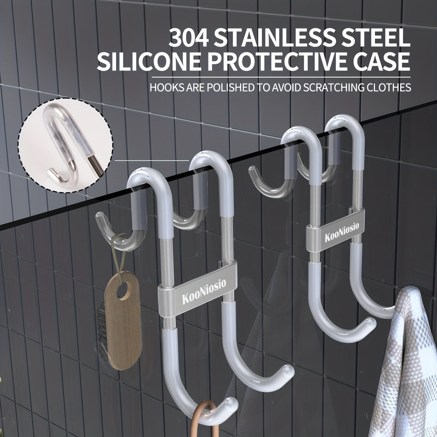 1/2/3Pcs Shower Door Hooks - Metal Hanging Hook for Clothes, Coats & Towels, Multifunctional Strong Bearing Bathroom Glass Door Hook