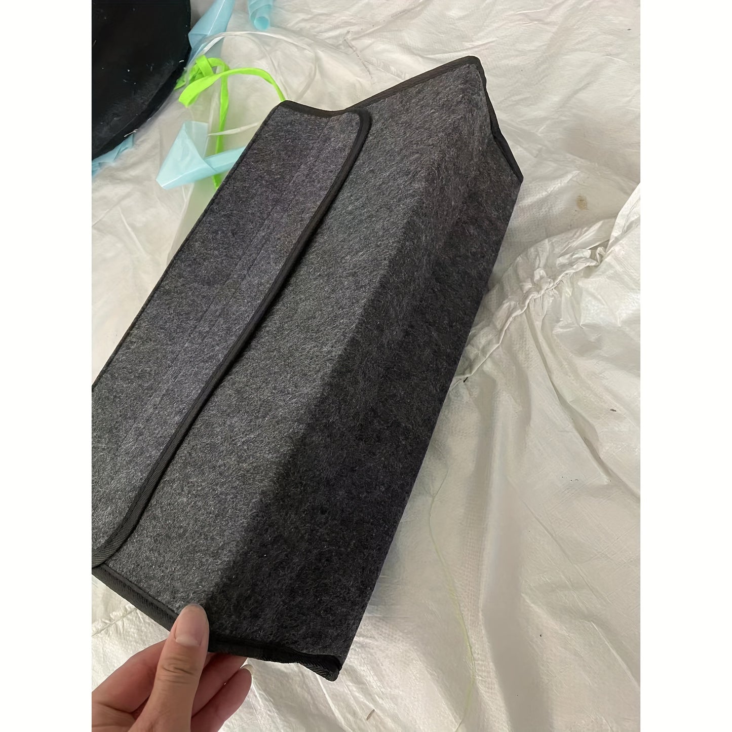 Car Storage Box – Portable, Foldable Trunk Organizer – Felt Cloth Interior Tidying Container – Car Organizer