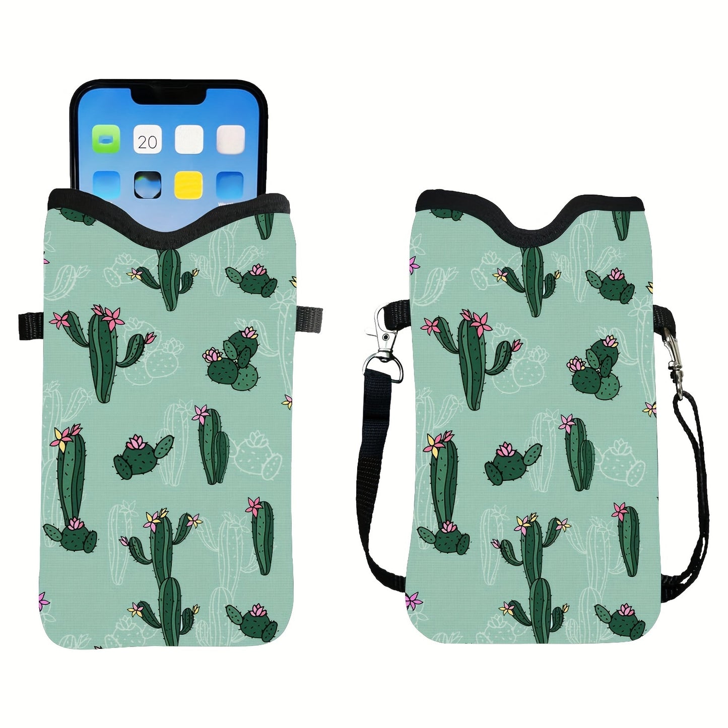 Shockproof Phone Pouch with Adjustable Lanyard - Versatile Print Design, Compatible with Multiple Models