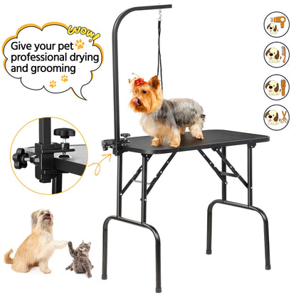 Costoffs Pet Foldable Grooming Table - Height Adjustable Arm, Folding Legs, Ideal for Dog and Cat Trimming at Home or Professional Pet Stores