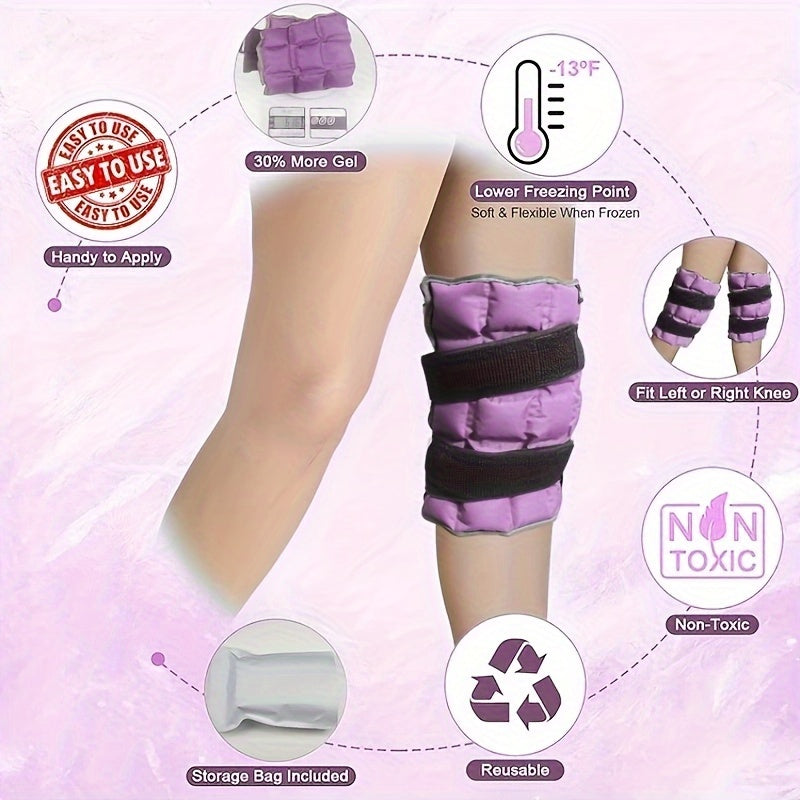 Reusable Gel Ice Pack Wrap for Knee Injuries – Hot/Cold Compress Therapy for Arthritis, Meniscus Tear and ACL – Purple