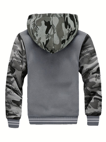WarmthMax Fleece Hooded Jacket - Soft, Breathable, Water-Resistant Insulating Coat for Fall & Winter Outdoor Activities, Color Block Design