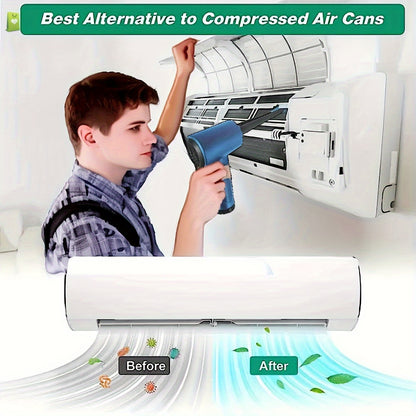 JENAWIN 14-in-1 Ultra Power Rechargeable Air Dust Collector - 3 to 91,000 RPM, 8,000mAh Blowing Power, LED Lights | Portable, Cordless Electric Air Duster for Keyboards, PCs, Cars, and More