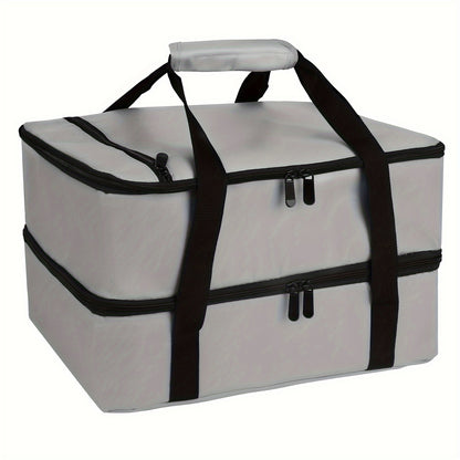 Insulated Double Casserole Carrier Lunch Bag - Fits 9x13 & 11x15 Inch Dishes for Hot or Cold Food - Perfect for School, College, and Kitchen Organization