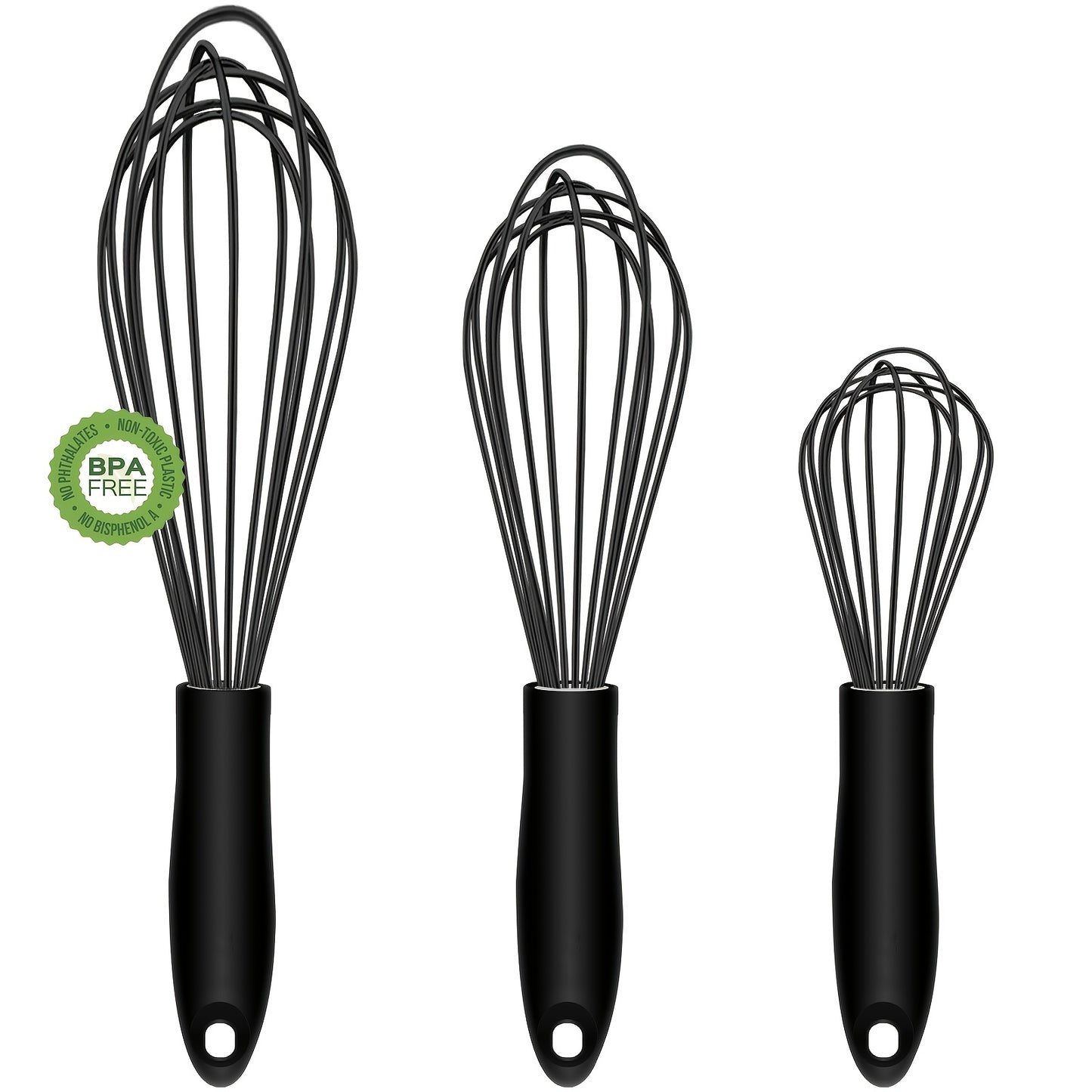 3 Piece Silicone Egg Whisk Set - Manual Egg Beater for Baking and Kitchen Us