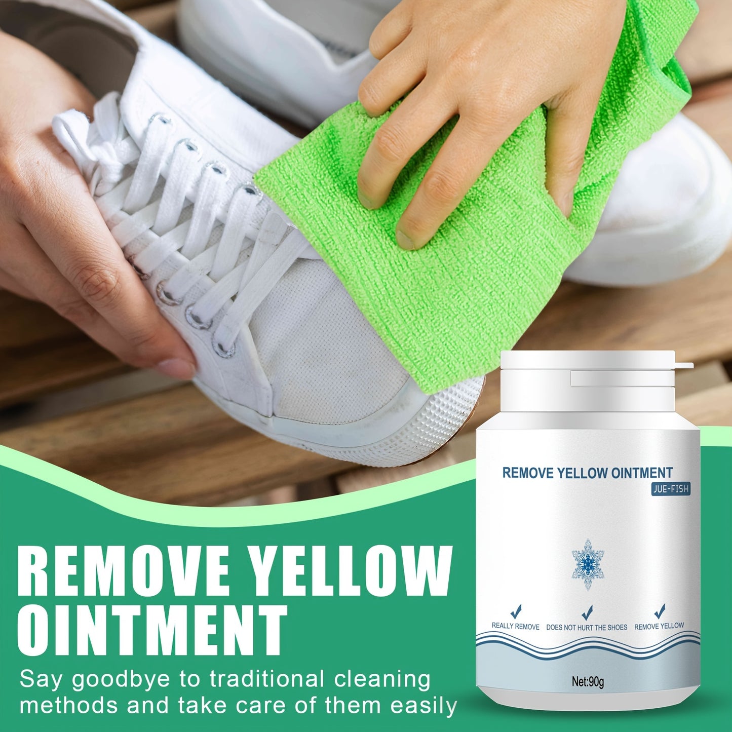 No Rinse Shoe Cleaner Gel – Removes Stains and Yellowing, Safe for Canvas, Sports and White Shoes – Portable and Easy to Use