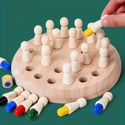 Wooden Memory Match Stick Chess - Portable Brain Teaser Puzzle Game for Kids and Adults, Ages 3-6, Enhances Cognitive Skills, Ideal for Travel and Gifting
