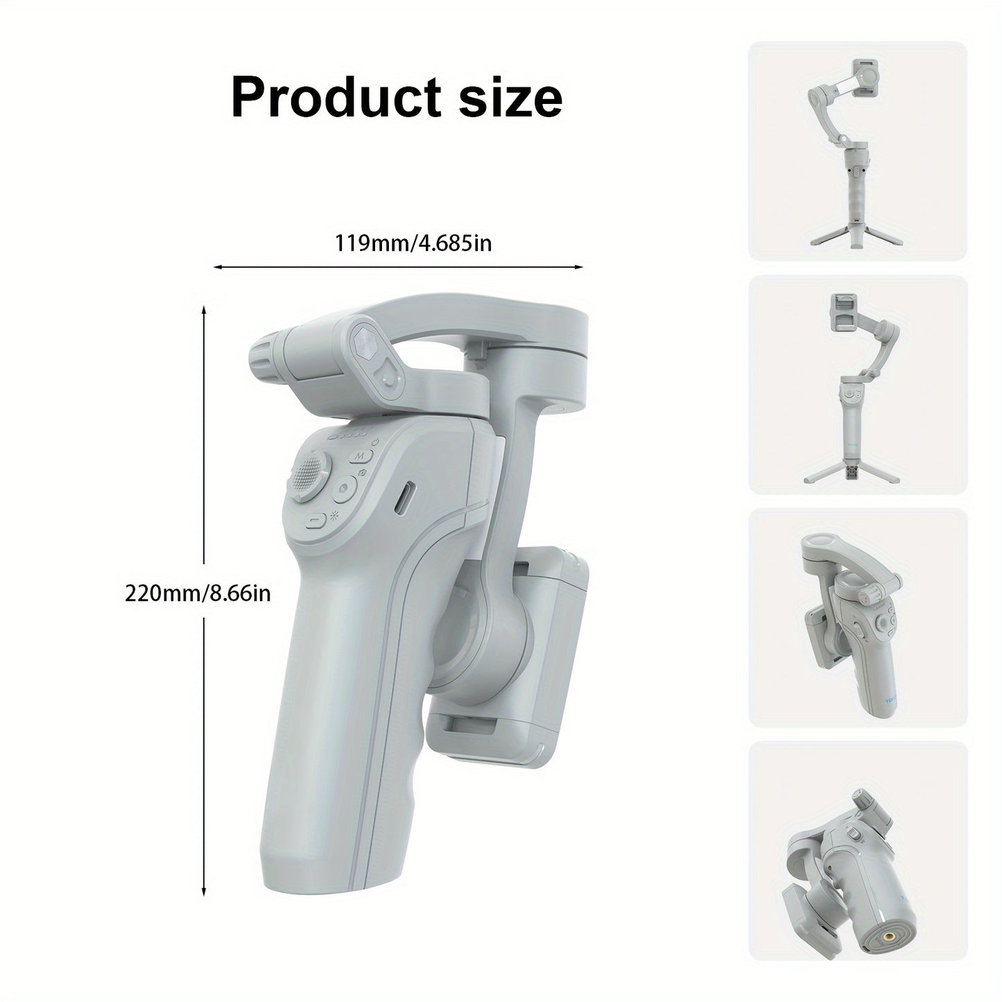 3-Axis AI Smartphone Gimbal Stabilizer Plus - Advanced Object & Face Tracking, 360° Rotation, LED Light, Tripod, Anti-Shake, Wireless Rechargeable Battery for TikTok Videos