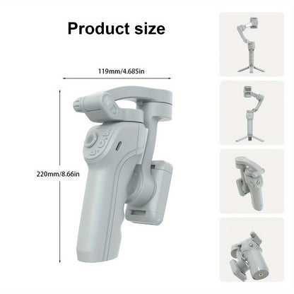 3-Axis AI Smartphone Gimbal Stabilizer Plus - Advanced Object & Face Tracking, 360° Rotation, LED Light, Tripod, Anti-Shake, Wireless Rechargeable Battery for TikTok Videos