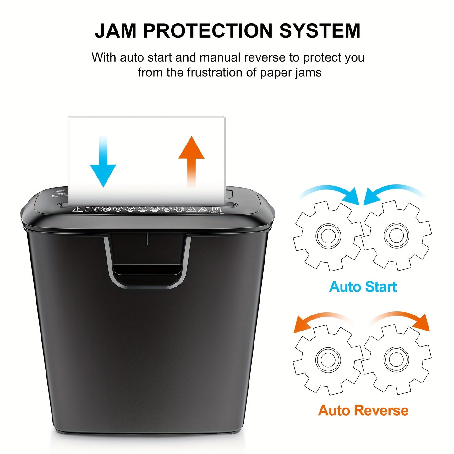 8 Sheet Strip-Cut Paper Shredder for Home Office - High-Capacity, Destroys CDs & Credit Cards, 3.4-Gallon Wastebasket - Features Overheat Protection and Jam-Free Operation
