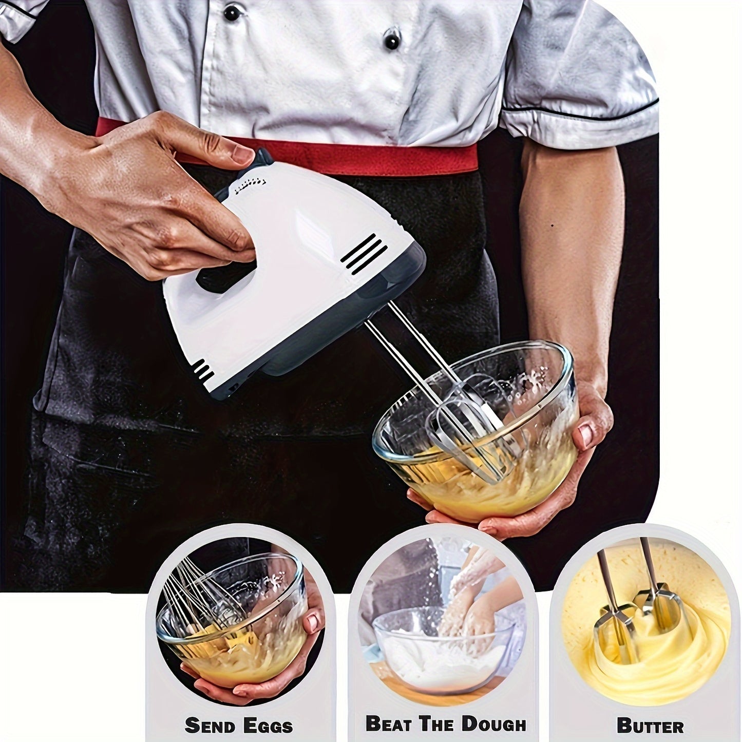 PANCERKA 7-Speed Electric Hand Mixer Set - Includes Egg Beater, Whisk, Food Stirrer - Versatile Kitchen Appliance, 110V