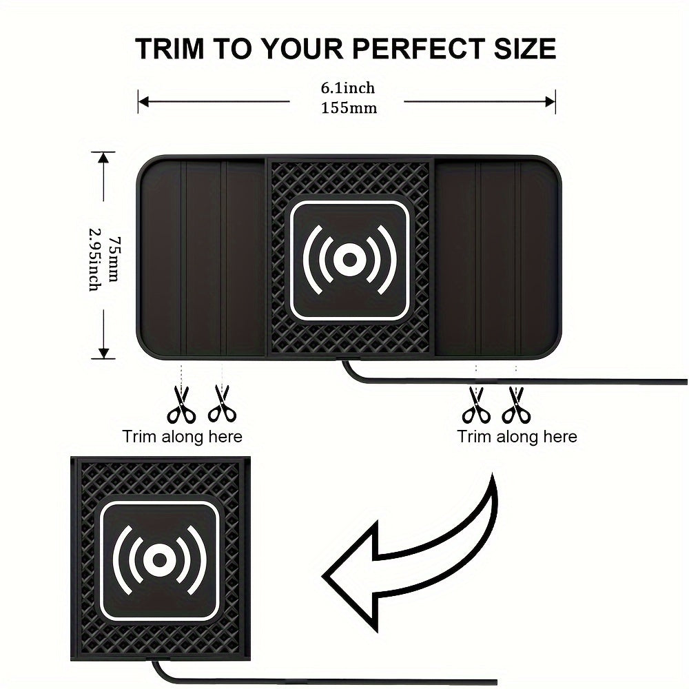 15W Fast Wireless Charging Pad with USB Connector - Non-Slip Rubber Mat for Car, Lightweight USB-Powered Charger for Qi-Enabled Devices, Phone, Watch & Earbuds Multi-Device Charging