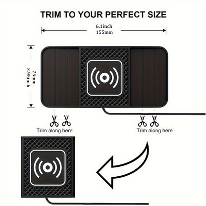 15W Fast Wireless Charging Pad with USB Connector - Non-Slip Rubber Mat for Car, Lightweight USB-Powered Charger for Qi-Enabled Devices, Phone, Watch & Earbuds Multi-Device Charging