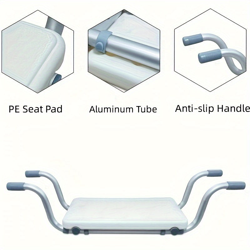 Heavy Duty Bath Bench – Adjustable Aluminium Shower Stool with Plastic Seat, 28.35-32.28in Length, Supports Up to 350 lbs – Ideal for Elderly Bathroom Use