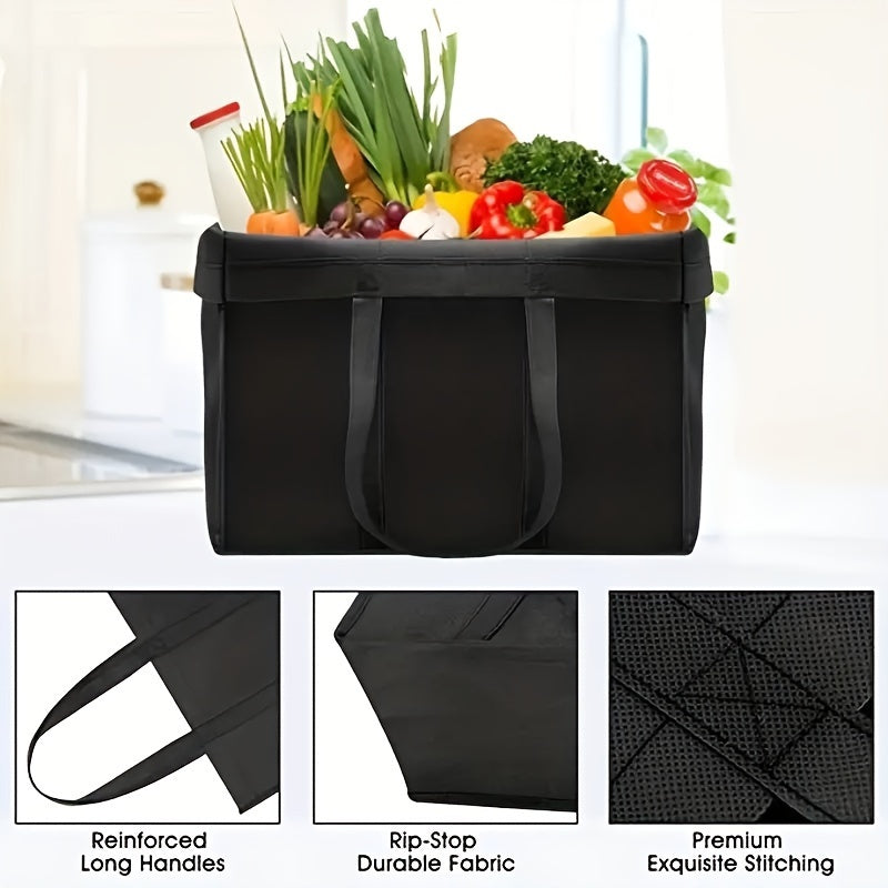 Non-Woven Large Capacity Storage Bag – Reusable Grocery Tote with Long Handle – Foldable for Shopping, Moving and Organization