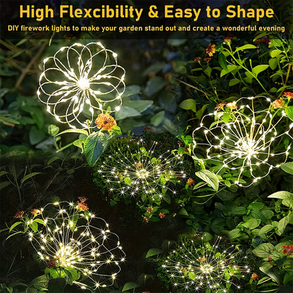 Solar Firework Lights – Height Adjustable, 8 Lighting Modes, IP65 Waterproof – 420/360/200/60 LEDs for Outdoor Yard, Courtyards, Camping, Festivals