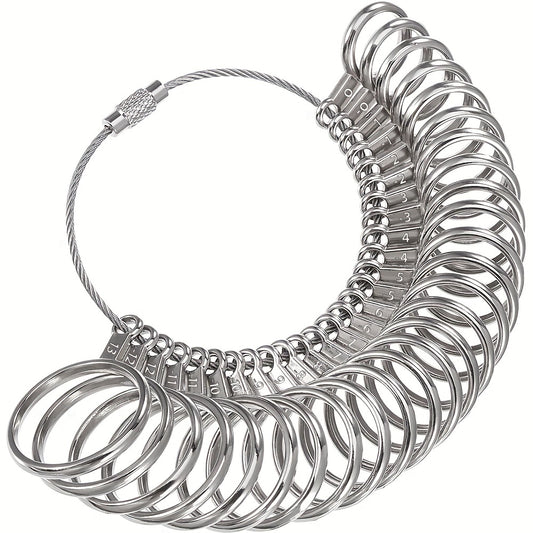 Metal Ring Sizer Measuring Tool Set - Finger Sizing Gauge for Women & Men, US Sizes 0-13 Including Half Sizes