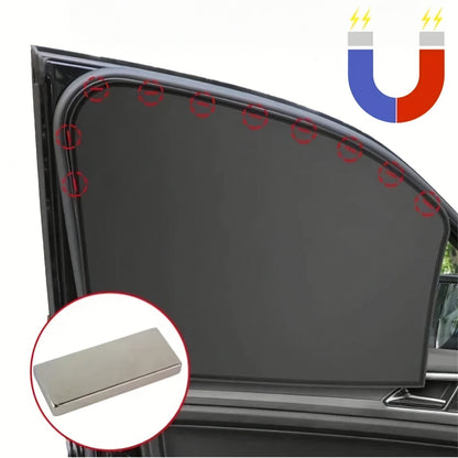 4pcs Magnetic Car Window Shades - UV Protection and Privacy, Breathable Mesh Curtains for Front and Rear Windows, Easy Installation