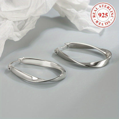 Elegant Sterling Silver Mobius Hoop Earrings - Hypoallergenic, Nickel-Free and Lead-Free, Perfect for Casual Wear or Gifting