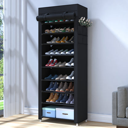 High-Capacity 9 Tier Shoe Rack Organizer with Dust Cover – Space-Saving, Easy Assembly – Stylish, Sturdy, and Durable for Household Closets and Entryways