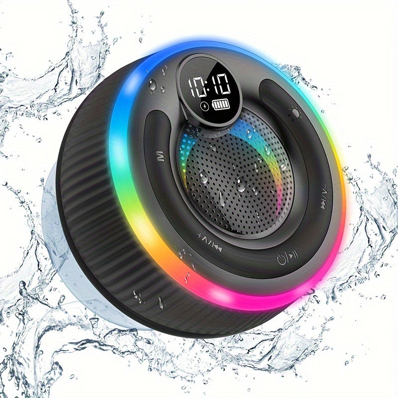 Portable Wireless Bathroom Speaker with Suction Cup - Stereo Sound, Built-In Microphone, 9-Hour Battery Life - Ideal for Travel, Parties and Outdoor Use