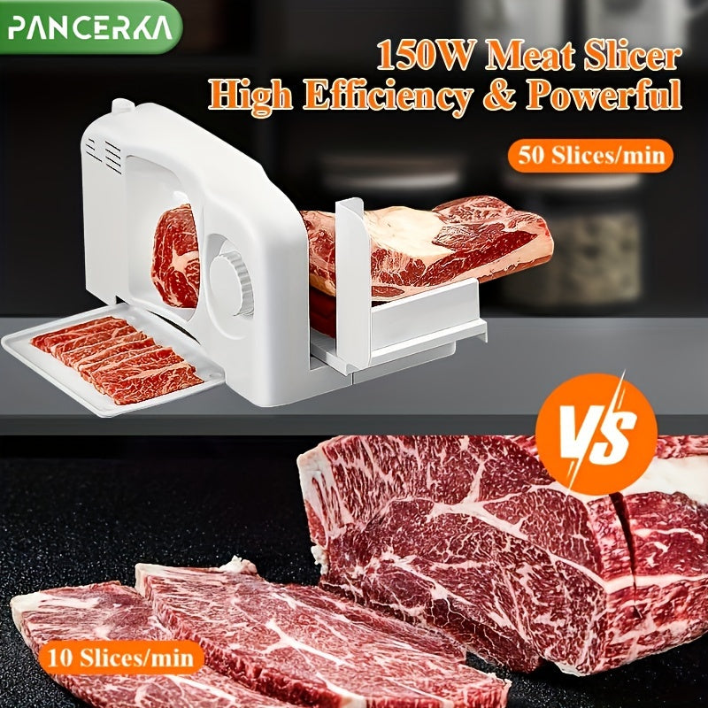 150W Premium Electric Stainless Steel Meat Slicer - Adjustable 0-15mm Thickness, Effortless Slicing for Deli Meat, Vegetables, Fruits - Ideal for Home, Commercial Use and Father's Day Gift