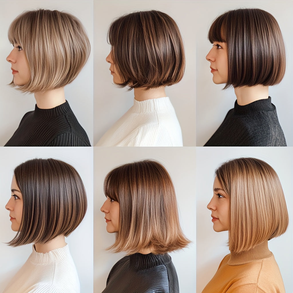 Natural Straight Brown Short Synthetic Wig - Classic & Casual 12-Inch Style, Perfect for Daily Wear