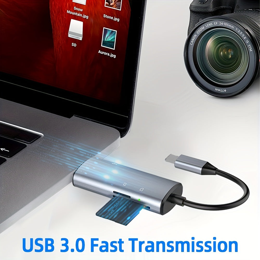 5 in 1 SD Card Reader for iPhone/iPad – USB 3.0 Hub Adapter with Dual Card Slots for SD and TF/Micro SD/SDXC/SDHC/MMC/RS-MMC/UHS-I