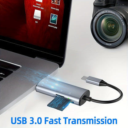 5 in 1 SD Card Reader for iPhone/iPad – USB 3.0 Hub Adapter with Dual Card Slots for SD and TF/Micro SD/SDXC/SDHC/MMC/RS-MMC/UHS-I