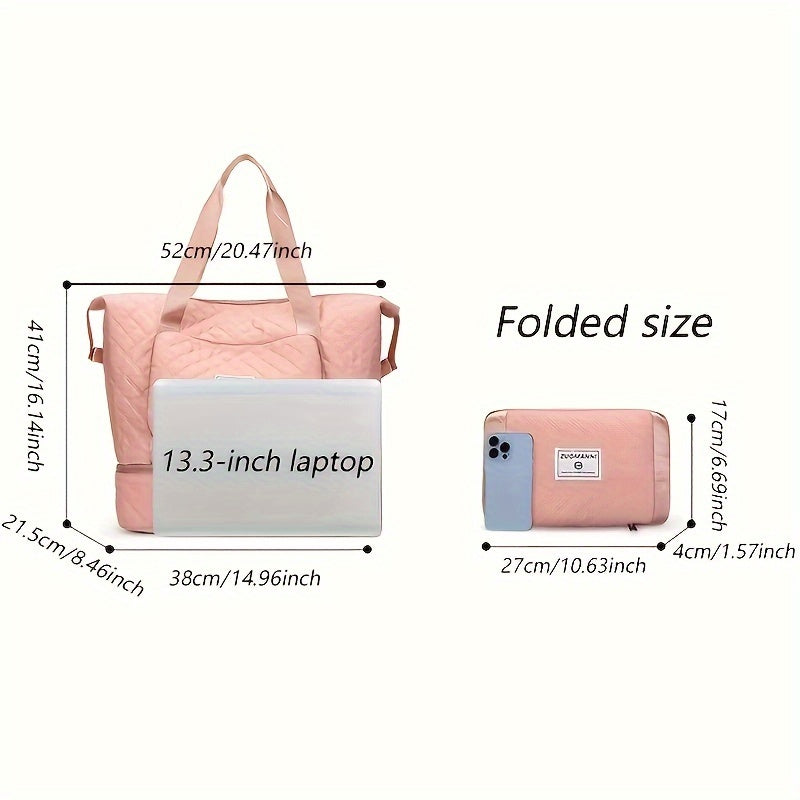 Large Capacity Travel Duffle Bag - Lightweight Argyle Pattern Luggage, Perfect for Gym and Travel
