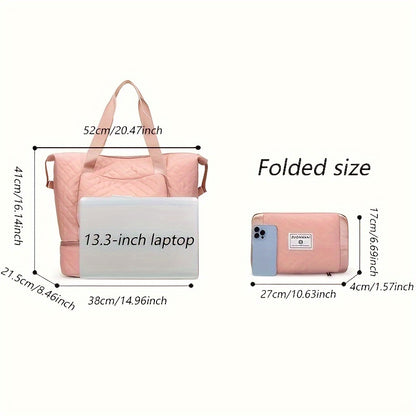 Large Capacity Travel Duffle Bag - Lightweight Argyle Pattern Luggage, Perfect for Gym and Travel
