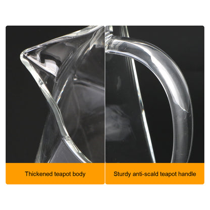 Glass Teapot with Stainless Steel Infuser – 550/750/950ML Heat-Resistant Clear Teaware, Household Tea Kettle with Infuser
