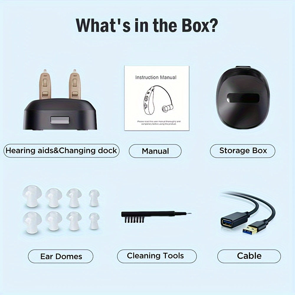Advanced Rechargeable Hearing Aids for Seniors – Crystal-Clear Sound, Long-Lasting Battery Life, Compact Design with Easy Charging Dock – Professional Grade, Beige
