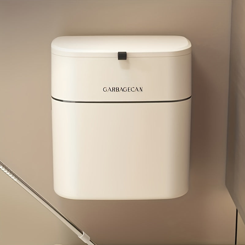 Slimline Wall Mounted Trash Can – High-Capacity, Aesthetic Design with Lid, Space-Saving Garbage Can for Living Room, Toilet & Kitchen