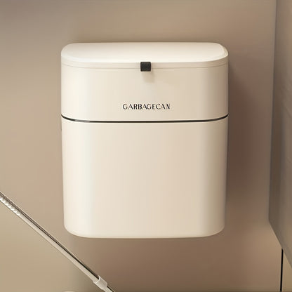 Slimline Wall Mounted Trash Can – High-Capacity, Aesthetic Design with Lid, Space-Saving Garbage Can for Living Room, Toilet & Kitchen