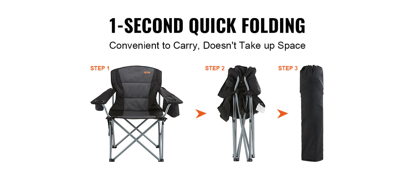 VEVOR Outdoor Camping Chair – 350lbs Ultralight Folding Portable Seat for Beach, Hiking, Picnic & Fishing